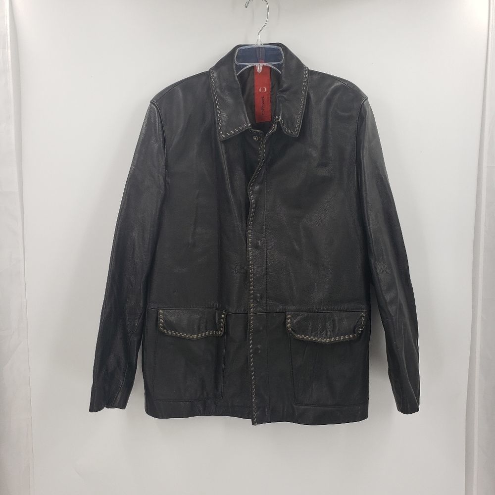 OffSet Mens M black vintage Leather jacket
